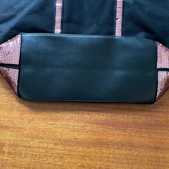 Victoria’s Secret Sequin And Canvas Tote Pink Black - Picture 8 of 12